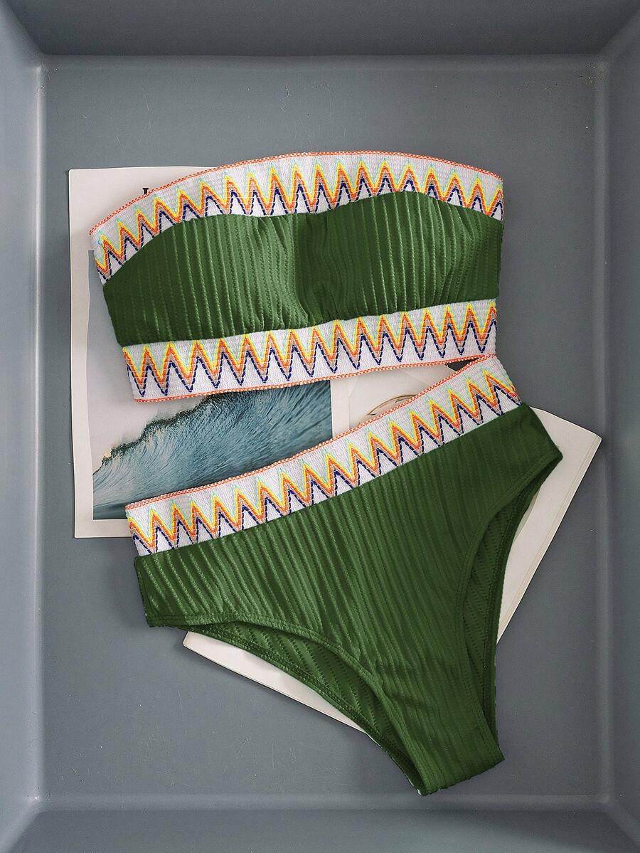 Ženski Patchwork Bandeau Bikini Set