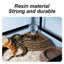 1pc Reptile Water And Food Feeding Bowl With Ramp, 2-In-1 Stable Bowl With Automatic Waterer, Anti-Drowning Arboreal Accessory Suitable For Crested Gecko, Iguana And Lizard