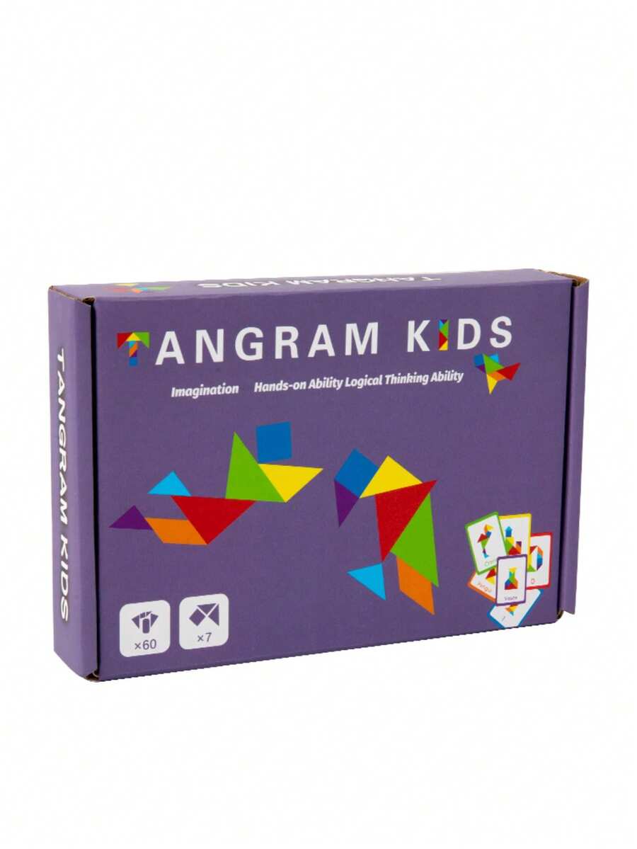 Dečja kreativna drvena tangram slagalica sa dvostranim karticama sa uzorcima