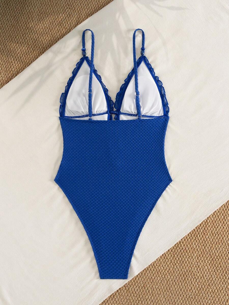 Ruffle Trim Jednodelni Kupaći Kostim Bikini