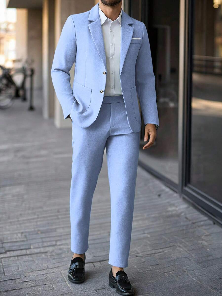 Muški formalni komolet od dva dela sa sako i pantalonama u jednoj boji, slim fit