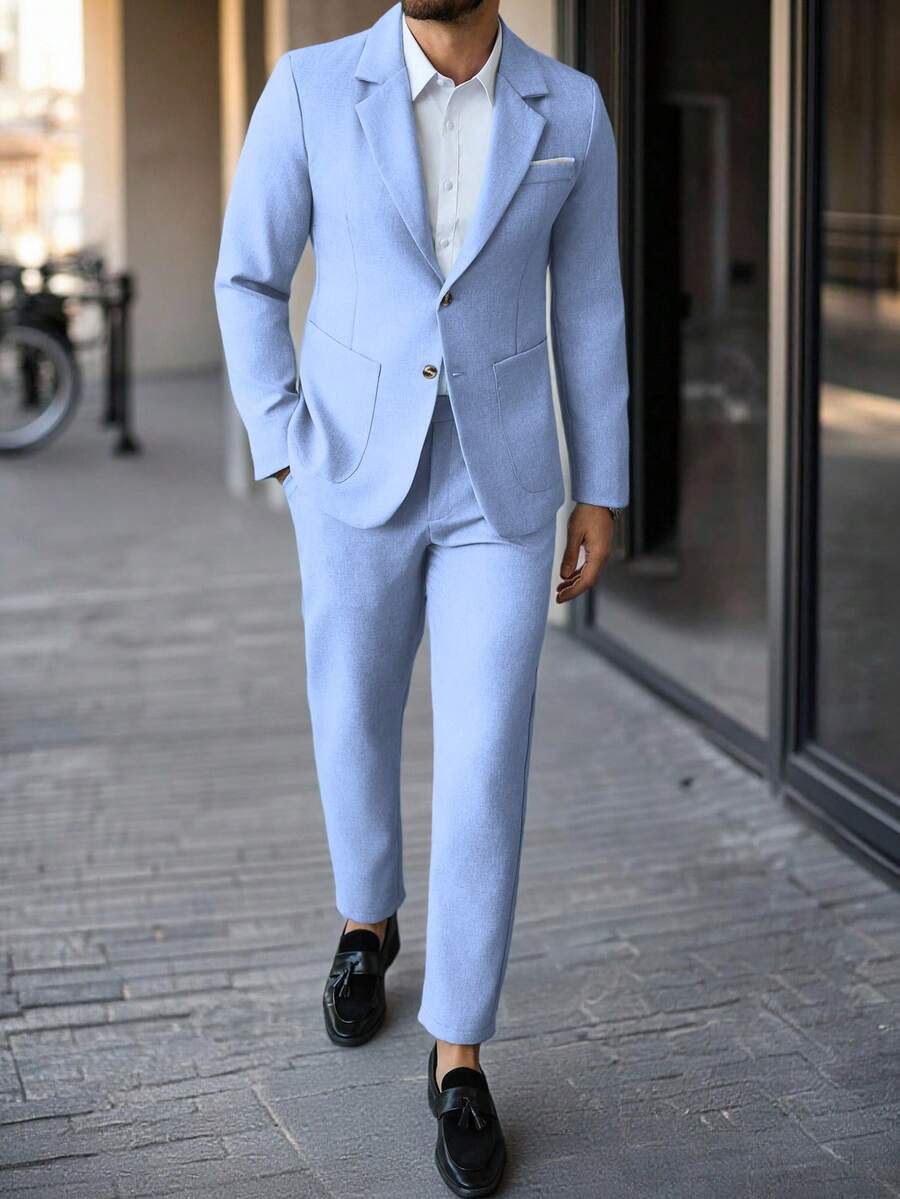 Muški formalni komolet od dva dela sa sako i pantalonama u jednoj boji, slim fit