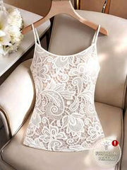 GlowEve Women's Elegant Beige Summer Tea Party Floral Camisole,Spaghetti Strap Fitted Waist Date Commute Minimalist Beachwear Luxury Fashion Top