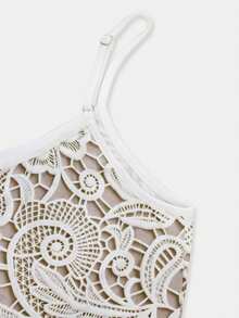 GlowEve Women's Elegant Beige Summer Tea Party Floral Camisole,Spaghetti Strap Fitted Waist Date Commute Minimalist Beachwear Luxury Fashion Top