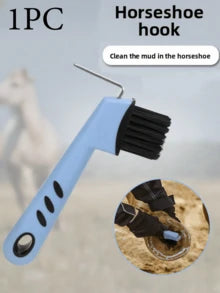 1pc Horseshoe Hook And Brush, Hoof Cleaning Tool, Riding Equipment, 2-In-1 Horse Hoof Scraper With Rubber Handle, Hanging Hole Design, Space-Saving And Easy To Use. Suitable For Cleaning Horse Hooves, Cow Hooves, Sheep Hooves, Outdoor Work Boots