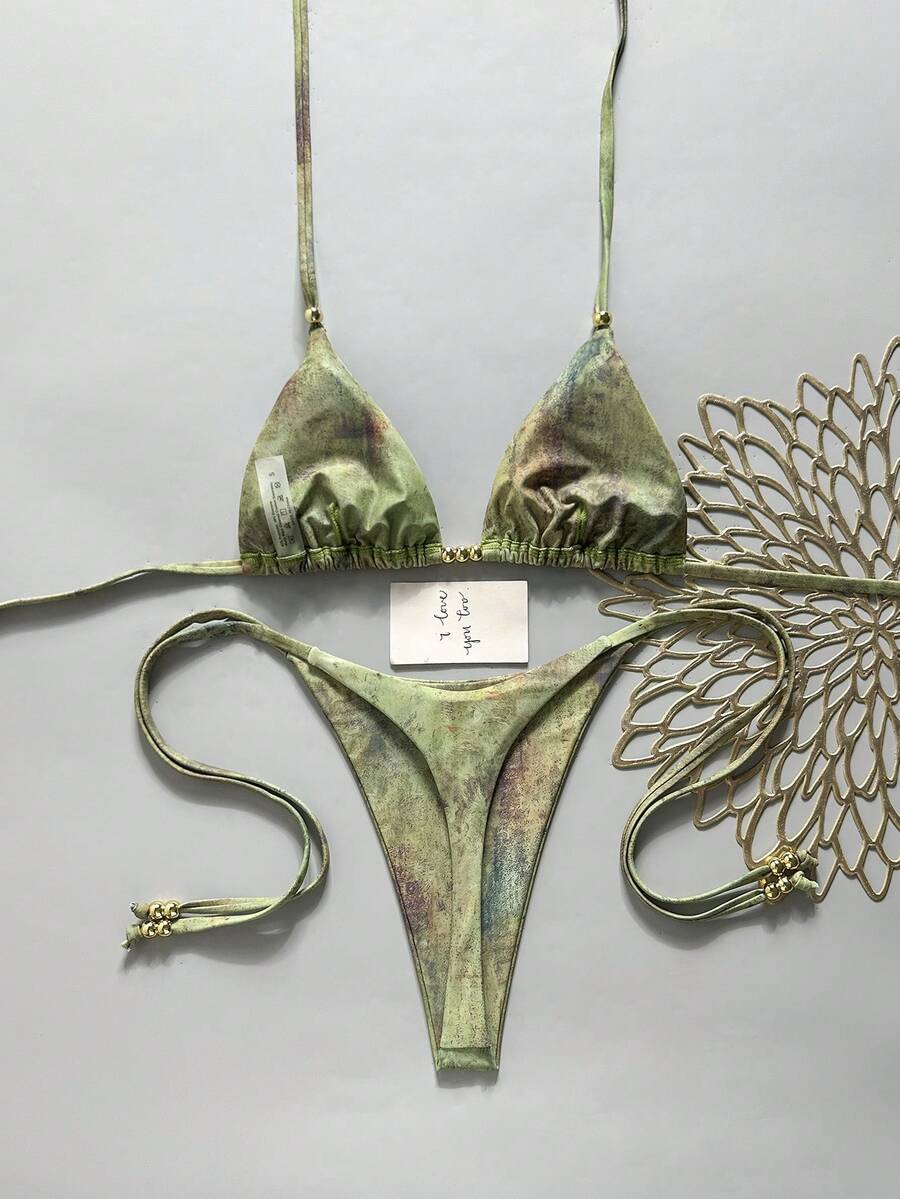 Ženski Bikini Set sa Halter Krojem i Dekoracijom od Kristala