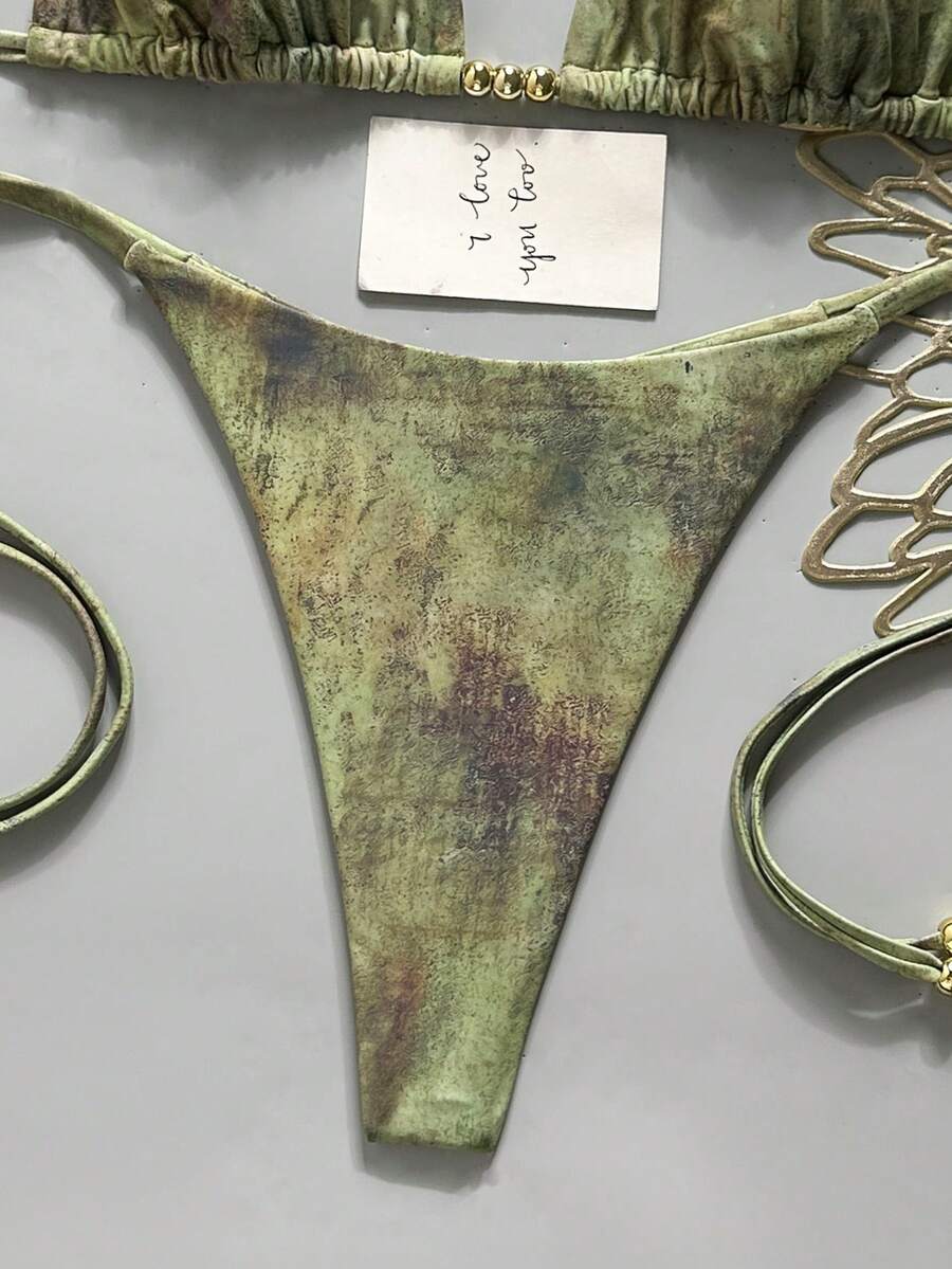 Ženski Bikini Set sa Halter Krojem i Dekoracijom od Kristala