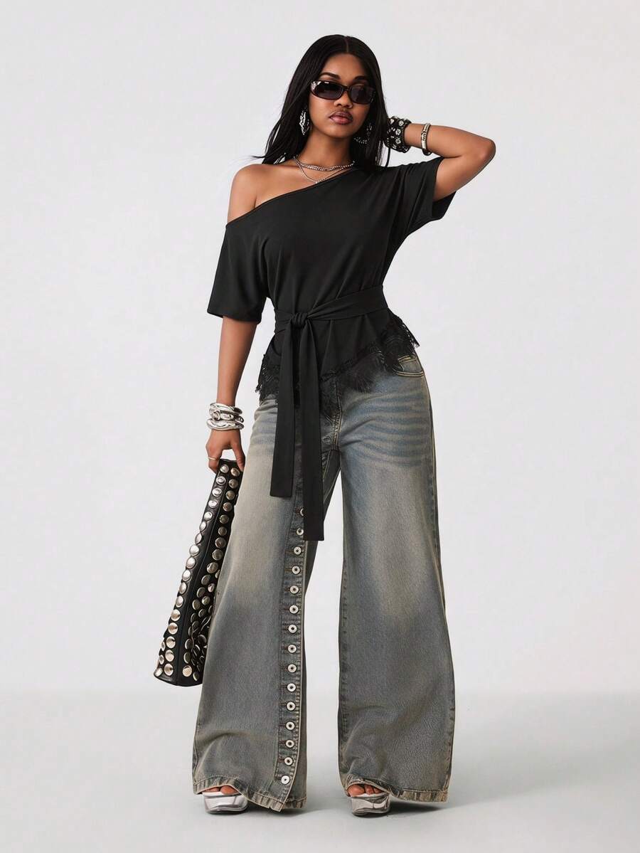Slim Fit Asimetrična Bluza