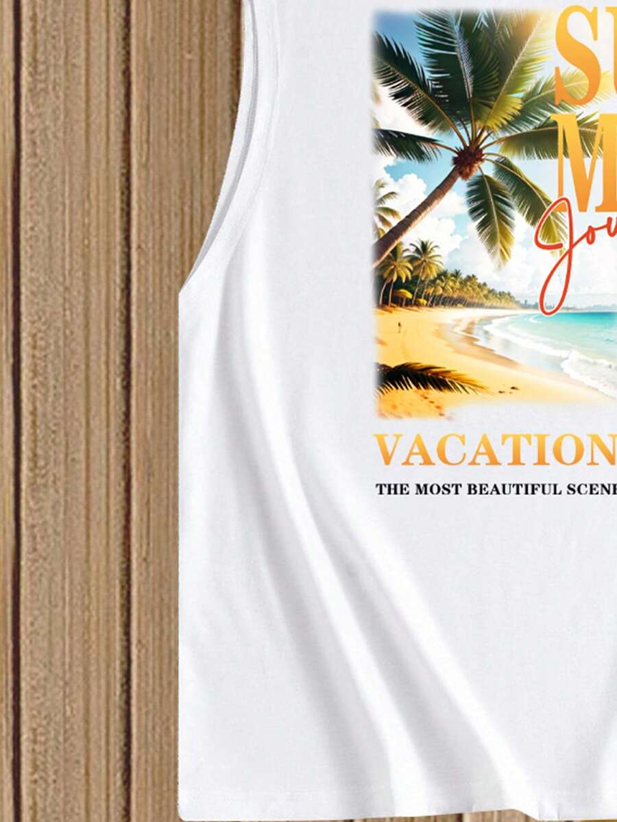 Muški set sa uskim majlicom  i šorts standardne veličine, letnji set za plažu