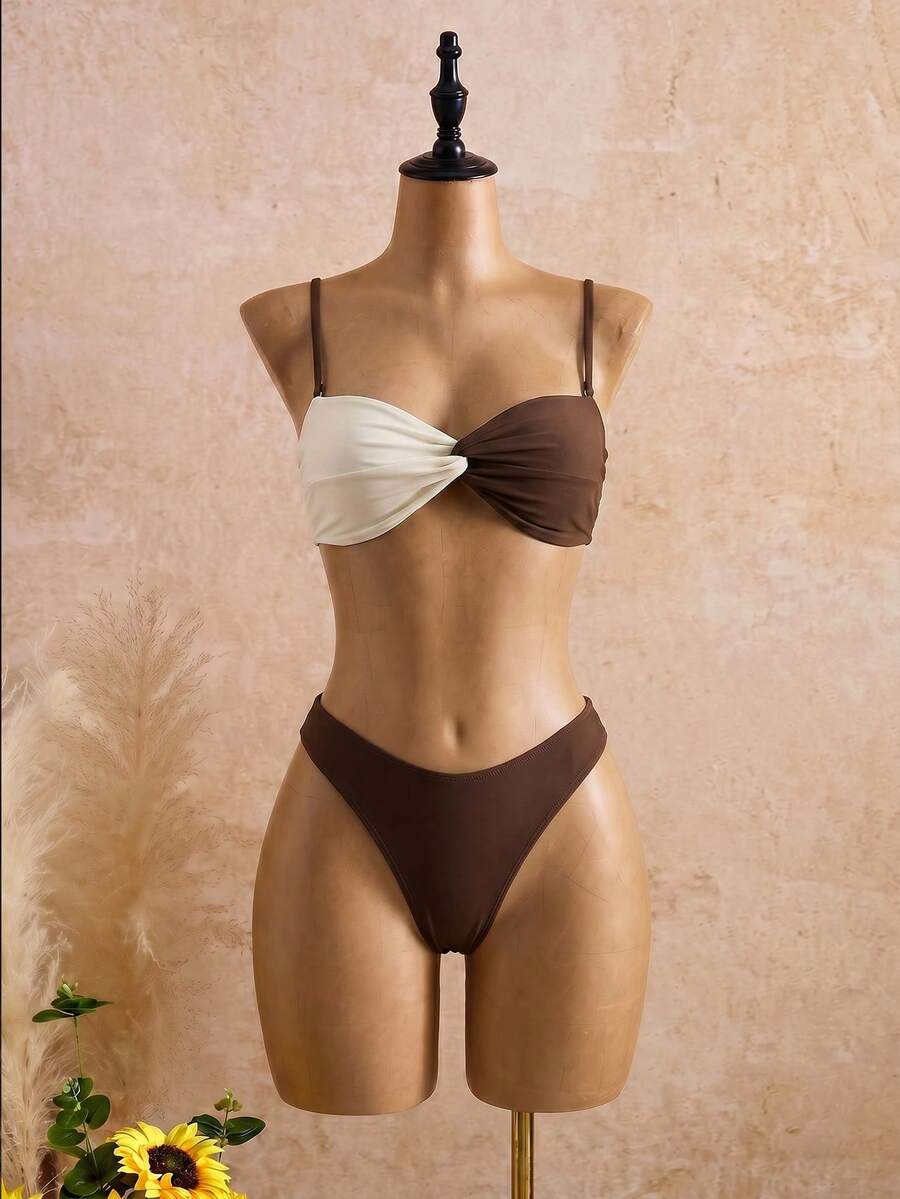 Oasis Ženski čokoladno smeđi twist bikini top