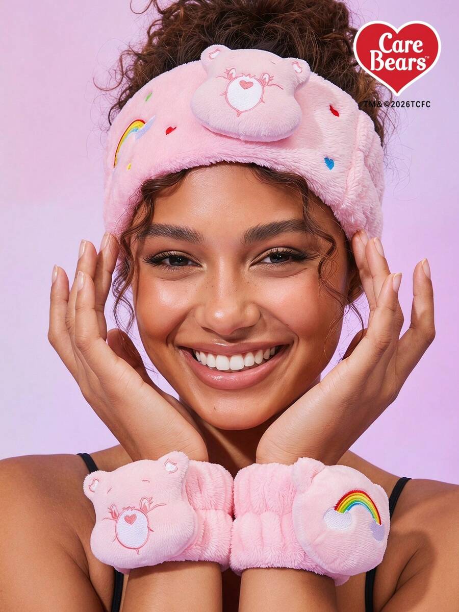 Care Bears 1 set roze plišana traka za kosu i traka za zglob sa crtanim medvedom