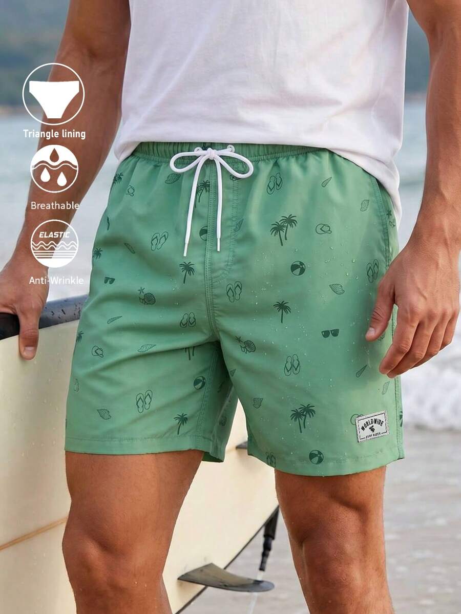 Muški šorts za plažu sa grafičkim printom palme