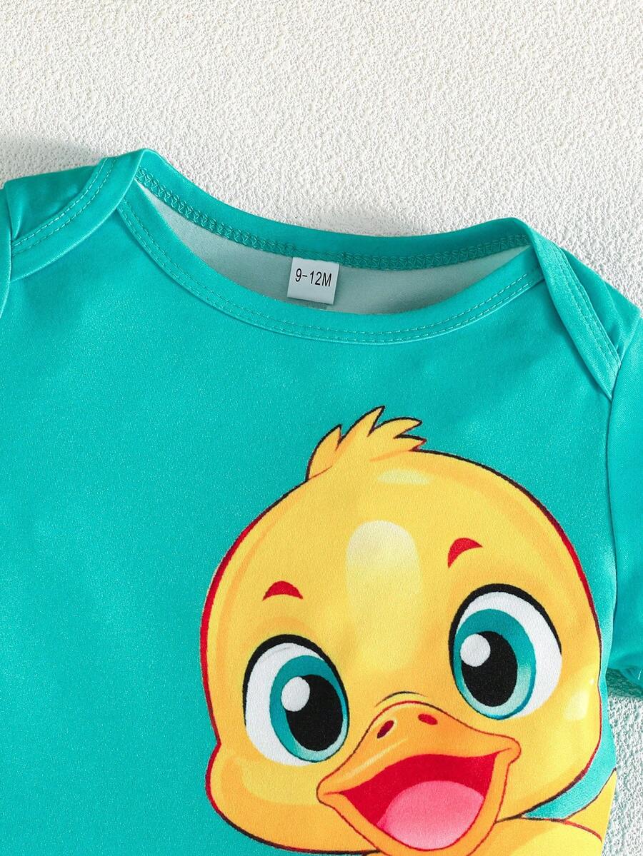 3 kom/set bebi body majice sa slatkim printom patke, udobne i lake za oblačenje, kratkih rukava