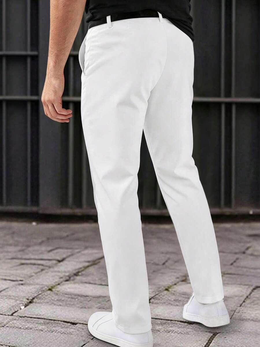 Muške formalne pantalone jednobojne sa kosim džepovima, bez kaiša
