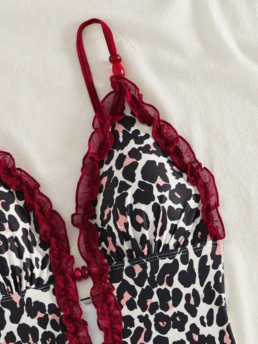Ruffle Trim Jednodelni Kupaći Kostim Bikini