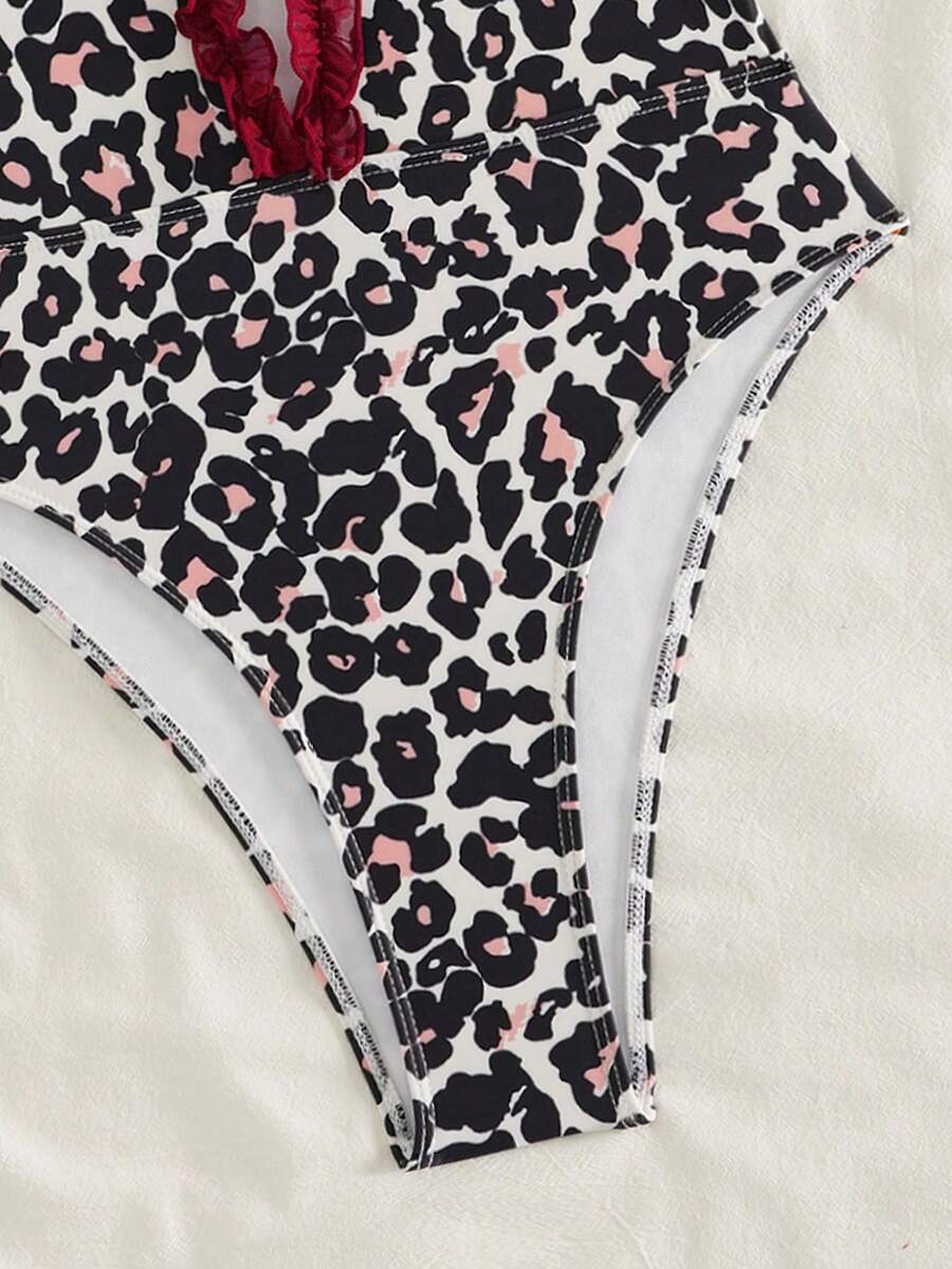Ruffle Trim Jednodelni Kupaći Kostim Bikini