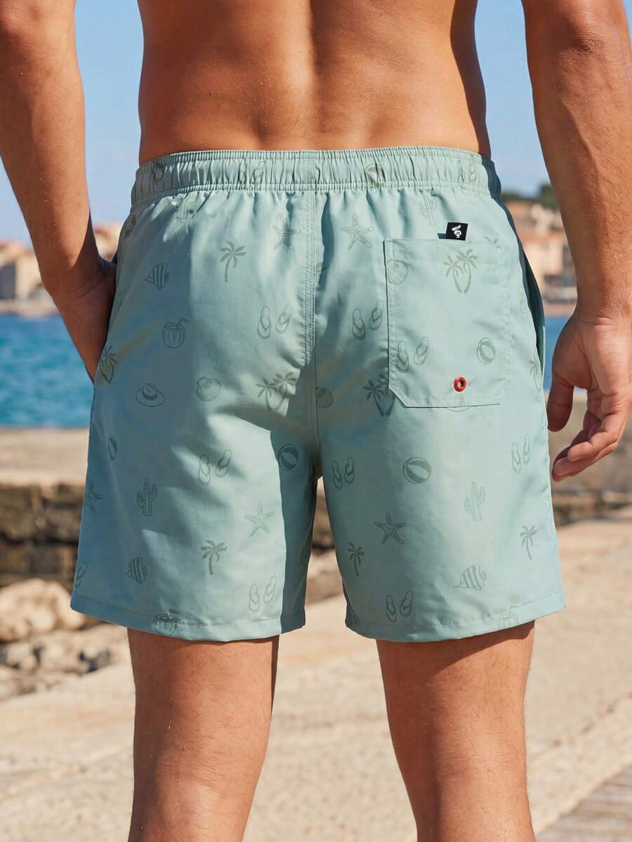 Muški šorts za plažu sa grafičkim printom palme