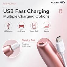 GANLAIX Professional Nail Drill Kit, USB Rechargeable Nail File Drill, 300mAh Lithium Battery High Capacity, Manicure & Pedicure Set, Home And Salon Nail File Kit, Nail Buffer Polishing Tools