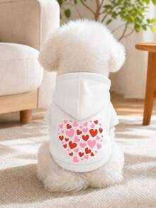1pc Pet Clothes Dog Cat Apparel Clothing Small Dog Puppy Cute Spring Autumn Comfortable Sweatshirt Series Love-Filled White Plain Sweatshirt