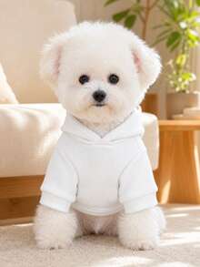 1pc Pet Clothes Dog Cat Apparel Clothing Small Dog Puppy Cute Spring Autumn Comfortable Sweatshirt Series Love-Filled White Plain Sweatshirt