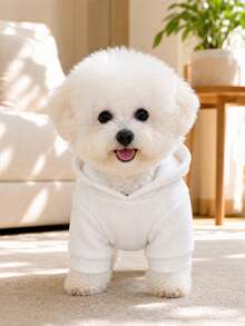 1pc Pet Clothes Dog Cat Apparel Clothing Small Dog Puppy Cute Spring Autumn Comfortable Sweatshirt Series Love-Filled White Plain Sweatshirt