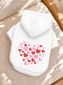 1pc Pet Clothes Dog Cat Apparel Clothing Small Dog Puppy Cute Spring Autumn Comfortable Sweatshirt Series Love-Filled White Plain Sweatshirt