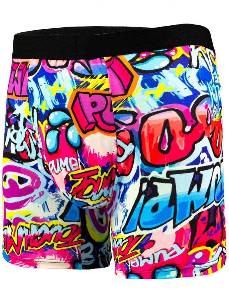 3 kom/set muške bokserice sa uzorkom, grafiti stil, prozračne i udobne