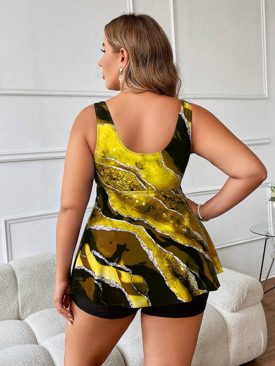 Plus size tankini top sa nabranim strukom na vezivanje