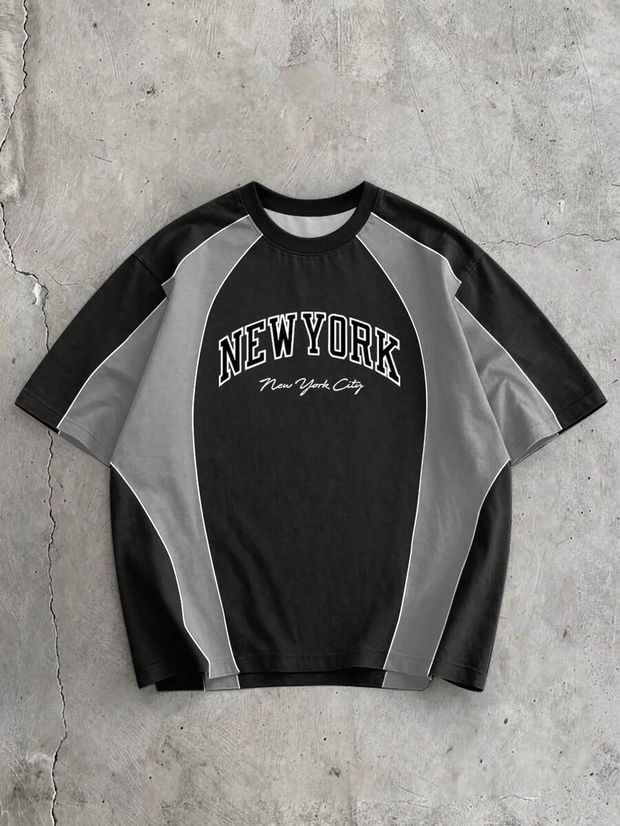 EMRG Muški crno-beli streetwear sportski dres sa New York City printom