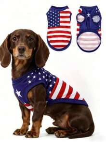 1pc Comfortable & Fashionable American Flag Design Dog Vest, Suitable For Holidays, Outdoor Occasions, Hand Washable, Fits Various Dog Breeds