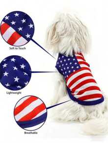 1pc Comfortable & Fashionable American Flag Design Dog Vest, Suitable For Holidays, Outdoor Occasions, Hand Washable, Fits Various Dog Breeds