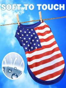 1pc Comfortable & Fashionable American Flag Design Dog Vest, Suitable For Holidays, Outdoor Occasions, Hand Washable, Fits Various Dog Breeds