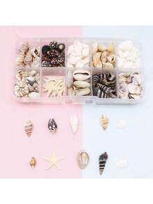 1 Box Multi-Style Decorative Shells, Home Decor, Room Decor, Aquarium Fish Habitat Optimization And Viewing, Ornamental Fish Breeding And Fishing, Natural Hole-Free Seashells And Starfish Decor, Fish Tank Aquarium Landscape Props Set, Pendant, Ideal Holiday Gift For Friends