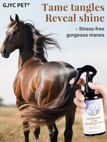 GJYC PET Horse Mane And Tail Conditioning Detangler Spray – 6.76 Fl Oz – Tangle-Free, Adds Shine, Reduces Breakage – Non-Greasy Formula For Silky Soft Tail