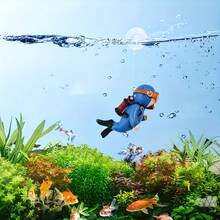 1pc Cute Diver Aquarium Decoration - Interactive Floating PVC Accessory