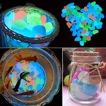 400pcs, Creative Glowing Resin Imitation Luminous Stones Fluorescent Pebbles, Summer Outdoor Party Decoration, Aquarium Water Landscape Arrangement, Filling, Garden Path Decoration, Various Shapes DIY, Add Fun To Your Life
