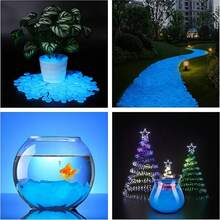 400pcs, Creative Glowing Resin Imitation Luminous Stones Fluorescent Pebbles, Summer Outdoor Party Decoration, Aquarium Water Landscape Arrangement, Filling, Garden Path Decoration, Various Shapes DIY, Add Fun To Your Life