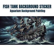 Pirate Ship, Aquarium Background Painting, Aquarium Background Sticker, Reptile Cage Background Sticker, Self-Adhesive Front, Aquarium Landscape Decoration, Aquarium Ornament