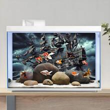 Pirate Ship, Aquarium Background Painting, Aquarium Background Sticker, Reptile Cage Background Sticker, Self-Adhesive Front, Aquarium Landscape Decoration, Aquarium Ornament