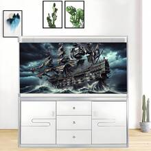 Pirate Ship, Aquarium Background Painting, Aquarium Background Sticker, Reptile Cage Background Sticker, Self-Adhesive Front, Aquarium Landscape Decoration, Aquarium Ornament