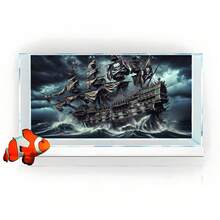 Pirate Ship, Aquarium Background Painting, Aquarium Background Sticker, Reptile Cage Background Sticker, Self-Adhesive Front, Aquarium Landscape Decoration, Aquarium Ornament