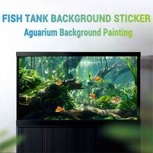 River Landscape, Fish Tank Background Painting, Aquarium Background Sticker, Reptile Cage Background Sticker, Self-Adhesive Front, Fish Tank Landscape Decoration, Aquarium Decoration
