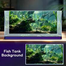 River Landscape, Fish Tank Background Painting, Aquarium Background Sticker, Reptile Cage Background Sticker, Self-Adhesive Front, Fish Tank Landscape Decoration, Aquarium Decoration