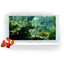 River Landscape, Fish Tank Background Painting, Aquarium Background Sticker, Reptile Cage Background Sticker, Self-Adhesive Front, Fish Tank Landscape Decoration, Aquarium Decoration