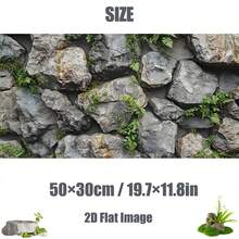 Stone With Green Moss, Aquarium Background Painting, Aquarium Background Sticker, Reptile Terrarium Background Sticker, Self-Adhesive Front, Aquarium Landscape Decoration, Aquarium Ornament
