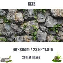 Stone With Green Moss, Aquarium Background Painting, Aquarium Background Sticker, Reptile Terrarium Background Sticker, Self-Adhesive Front, Aquarium Landscape Decoration, Aquarium Ornament