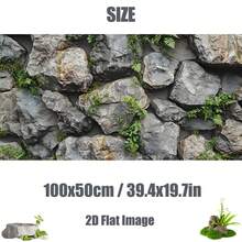 Stone With Green Moss, Aquarium Background Painting, Aquarium Background Sticker, Reptile Terrarium Background Sticker, Self-Adhesive Front, Aquarium Landscape Decoration, Aquarium Ornament