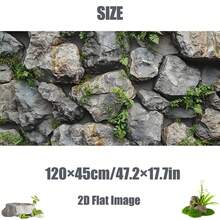 Stone With Green Moss, Aquarium Background Painting, Aquarium Background Sticker, Reptile Terrarium Background Sticker, Self-Adhesive Front, Aquarium Landscape Decoration, Aquarium Ornament
