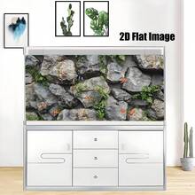 Stone With Green Moss, Aquarium Background Painting, Aquarium Background Sticker, Reptile Terrarium Background Sticker, Self-Adhesive Front, Aquarium Landscape Decoration, Aquarium Ornament