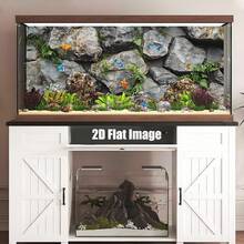Stone With Green Moss, Aquarium Background Painting, Aquarium Background Sticker, Reptile Terrarium Background Sticker, Self-Adhesive Front, Aquarium Landscape Decoration, Aquarium Ornament